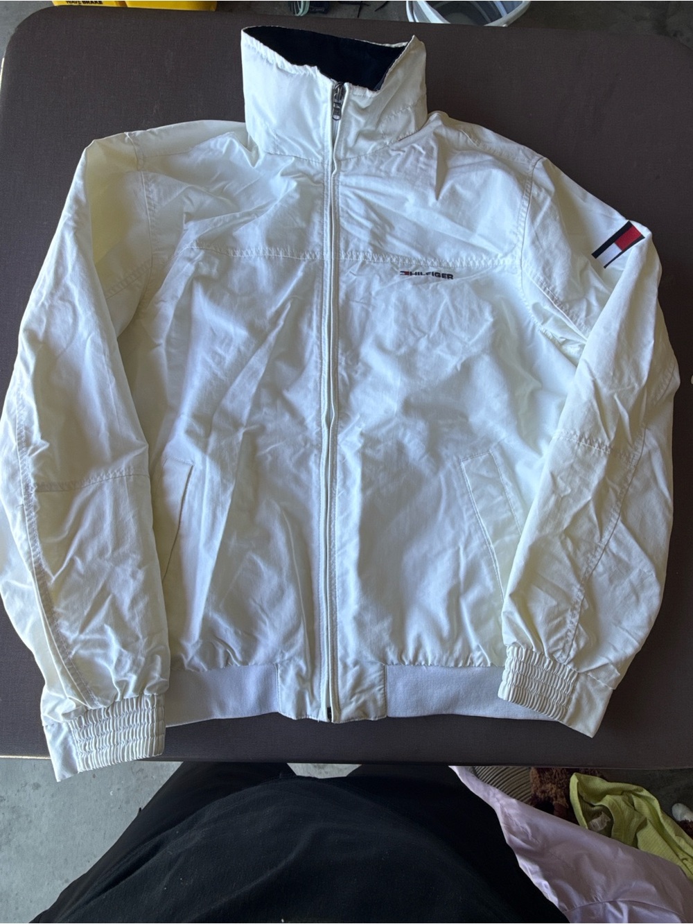 Tommy Hilfiger White Lightweight Zip Jacket with Flag Accent